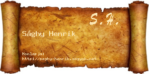 Sághy Henrik névjegykártya